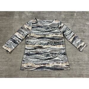 Kate Park Top Womens Small Multicolor Metallic Polyester Blend 3/4 Sleeve Casual